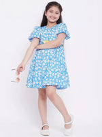 Girl's Piece Printed Dress Blue