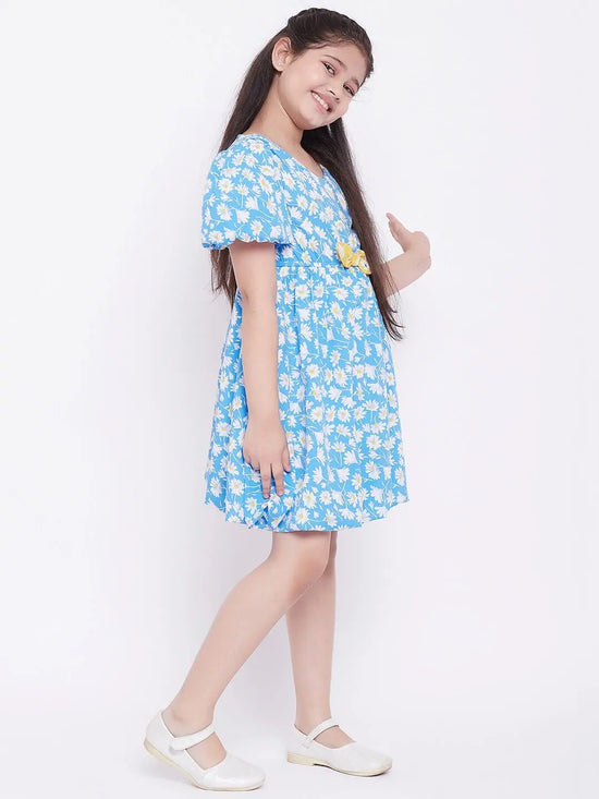 Girl's Piece Printed Dress Blue