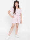 Girl's Elegant Printed Top with Shorts Pink