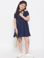 Girl's Thick Printed Dress Blue