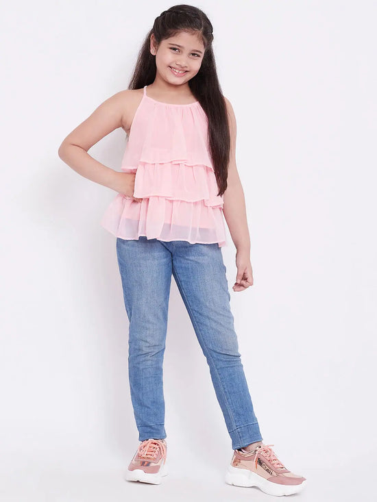 Girl's Rich Solid Top Pink