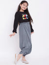 Girl's English Printed Top With Dhoti Pant Grey