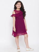 Girl's Vesture Solid Dress Burgundy