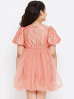 Girl's Western Embroidery Dress Peach