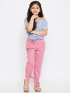 Girl's Fresh Clothe Pink Printed Top with trousers Pant