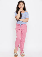 Girl's Fresh Clothe Pink Printed Top with trousers Pant