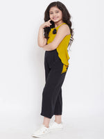 Girl's Soiled Solid Jumpsuit Yellow