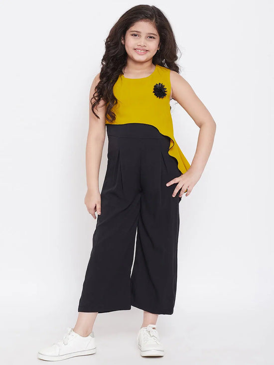 Girl's Soiled Solid Jumpsuit Yellow