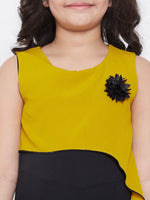 Girl's Soiled Solid Jumpsuit Yellow