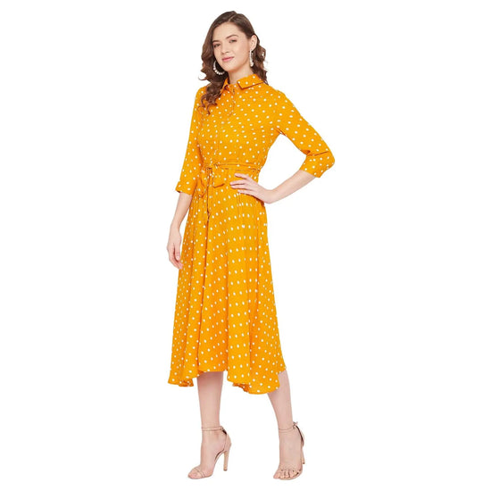 Adults-Women Mustard A-Line Dress