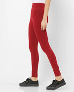 Adorna Women's Stretchable Leggings - Maroon