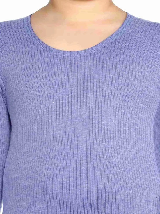 Thermals Unisex Sets Round Neck Full Sleeves Solid Denim Blue