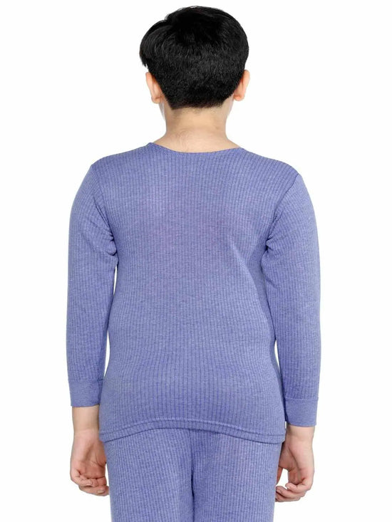 Thermals Unisex Sets Round Neck Full Sleeves Solid Denim Blue