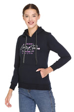 White Moon Hoodie Printed Casual/Sports Sweatshirt for women (Navy)