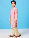 Boy's Magnificent Solid Kurta Set Peach