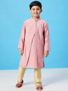 Boy's Magnificent Solid Kurta Set Peach