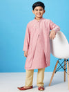 Boy's Magnificent Solid Kurta Set Peach