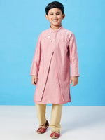 Boy's Magnificent Solid Kurta Set Peach