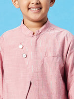 Boy's Magnificent Solid Kurta Set Peach