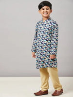 Boy's Dresses Group Printed Kurta Set Blue