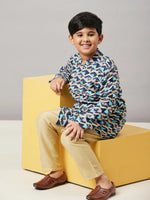 Boy's Dresses Group Printed Kurta Set Blue