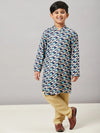 Boy's Dresses Group Printed Kurta Set Blue