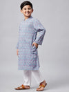 Boy's Philosophical Printed Kurta Set Blue