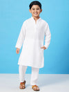 Boy's Social Solid Kurta Set White