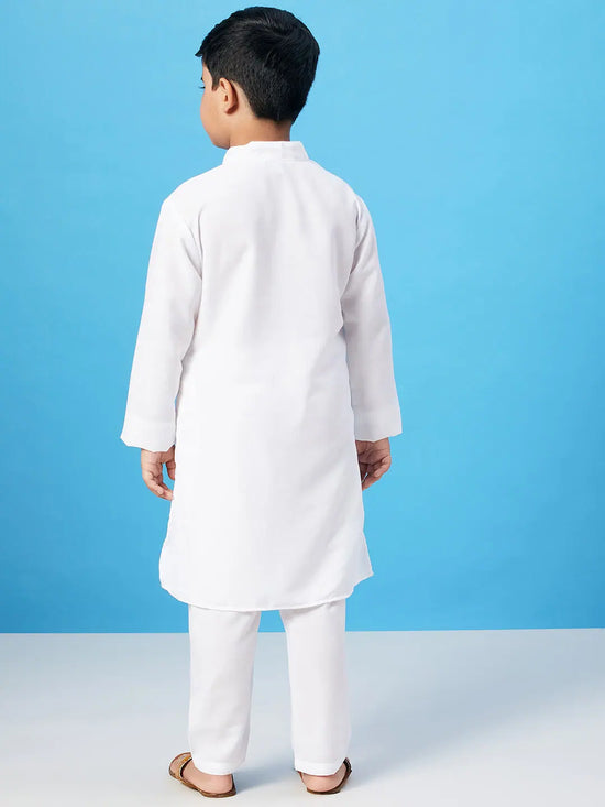 Boy's Social Solid Kurta Set White