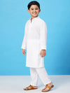 Boy's Social Solid Kurta Set White