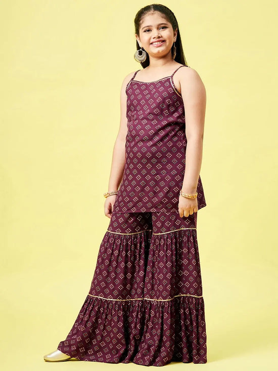 Girl's Raiment Printed Kurta Sets Maroon