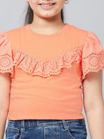 Girl's Global Orange Solid Refful Top