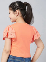 Girl's Global Orange Solid Refful Top