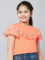 Girl's Global Orange Solid Refful Top