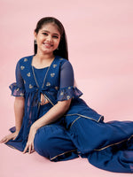 Girl's Dominant Printed Kurti Set Blue