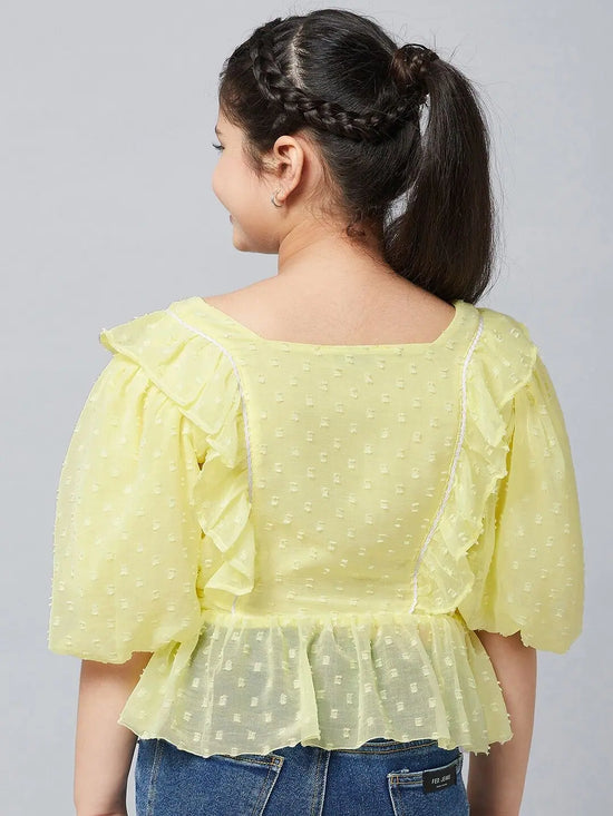 Girl's Fashioned Solid Top Yellow