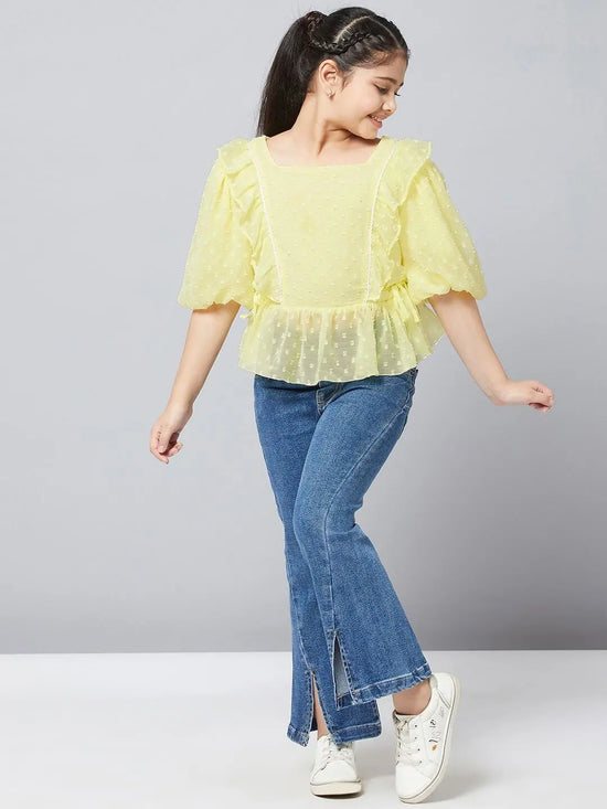 Girl's Fashioned Solid Top Yellow