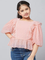 Girl's Fresh Clothe Solid Top Peach