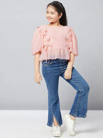 Girl's Fresh Clothe Solid Top Peach