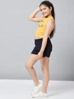 Girl's Royal Printed Top with Shorts Yellow