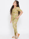 Girl's Apparel Printed Top with trousers Pant Green