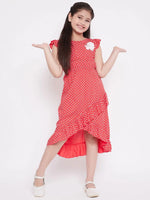 Girl's Dependent Way Printed Dress Red