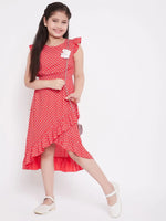 Girl's Dependent Way Printed Dress Red