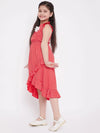 Girl's Dependent Way Printed Dress Red