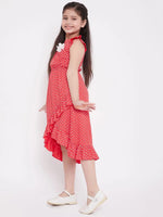 Girl's Dependent Way Printed Dress Red