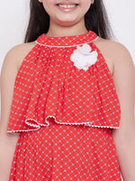 Girl's Related Printed Dress Red