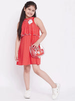 Girl's Related Printed Dress Red