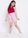 Girl's Manner Pro Printed Top with Shorts Pink