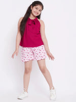 Girl's Manner Pro Printed Top with Shorts Pink