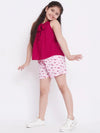 Girl's Manner Pro Printed Top with Shorts Pink